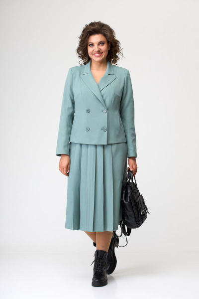 Жакет, юбка ANASTASIA MAK 1052 серо-мятный - фото 1