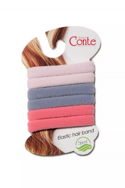 Розовые и серые резинки для волос из трикотажа CONTE Резинка_(pink-grey)_ 6_шт - фото 1