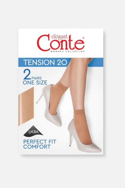 Носки плотные с уплотненной резинкой бежевые CONTE Tension_20_(2_пары)_23-25_Natural - фото 2