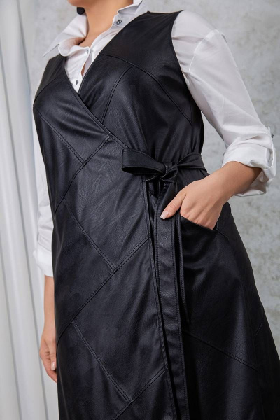 Черное платье расширенного силуэта с аппликацией из пайеток ASV 2567 черный - фото 4