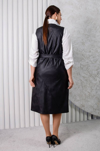 Черное платье расширенного силуэта с аппликацией из пайеток ASV 2567 черный - фото 3