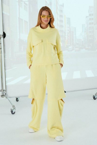 Спортивный комплект брюки и свитшот с расклешением Lokka 1097 желтый - фото 2