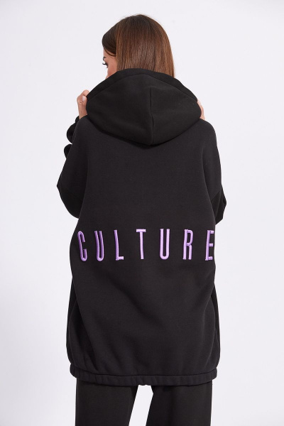 Демисезонный трикотажный джемпер с капюшоном и вышивкой EOLA 2277.1 черный - фото 8