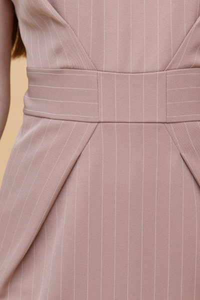 Платье летнее приталенное с складками, поясом, разрезом Domna 475(164) пудровый - фото 5