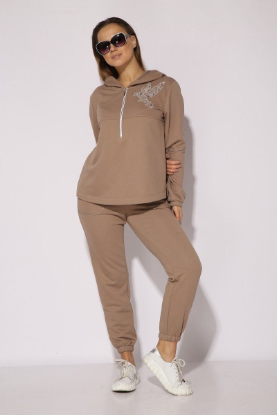Комплект из свитшота и брюк из трикотажа для повседневной носки TAiER 1145 латте - фото 5