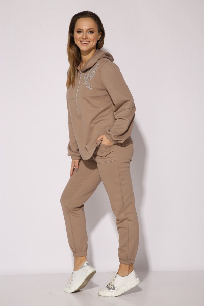 Комплект из свитшота и брюк из трикотажа для повседневной носки TAiER 1145 латте - фото 2