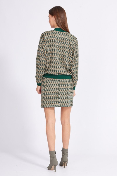 Комплект кардиган и юбка из трикотажа с геометричным принтом EOLA 2353 бежевый_зеленый - фото 2