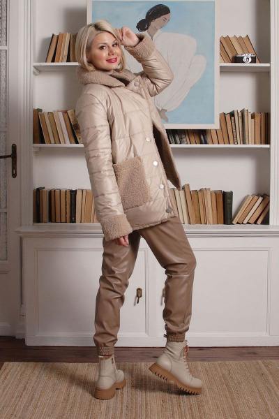 Куртка женская прямого кроя для демисезона IUKONA 6029 темно-бежевый - фото 9