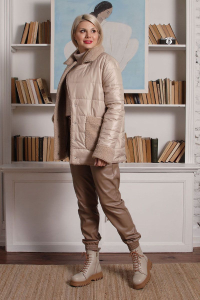 Куртка женская прямого кроя для демисезона IUKONA 6029 темно-бежевый - фото 7