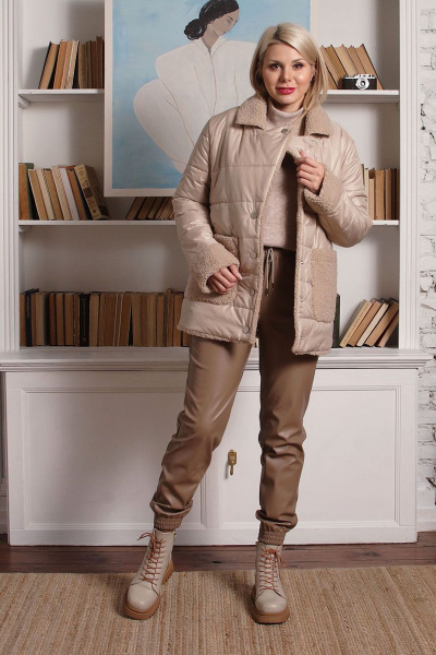 Куртка женская прямого кроя для демисезона IUKONA 6029 темно-бежевый - фото 6