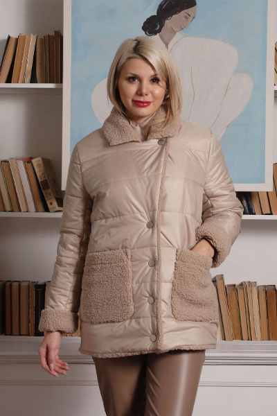 Куртка женская прямого кроя для демисезона IUKONA 6029 темно-бежевый - фото 3