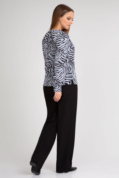 Голубая блузка из креп-сатин с рукавами-фонариками и набивным рисунком IVARI 422 зебра_голубая - фото 9