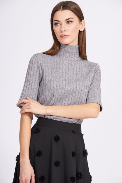 Миди юбка из крепа с вышивкой и расширением к низу EOLA 2366 черный - фото 6