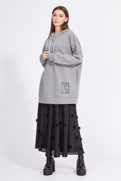 Миди юбка из крепа с вышивкой и расширением к низу EOLA 2366 черный - фото 5