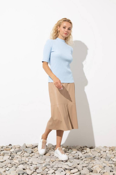 Голубая укороченная водолазка из хлопка для повседневных образов Femme & Devur 30696 1.22F(170) - фото 2