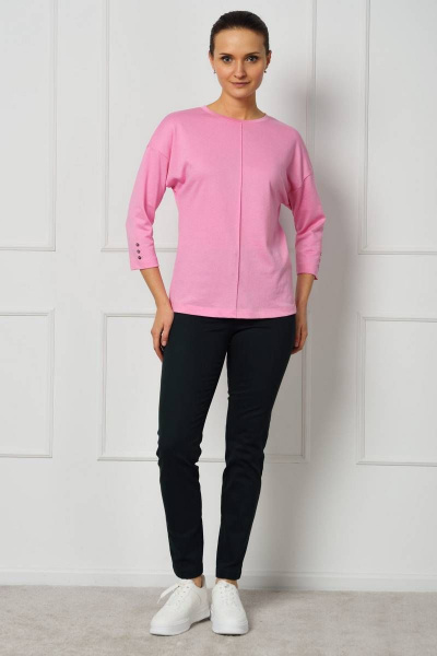 Розовый джемпер с вырезом лодочка и защипом для образов Femme & Devur 30422 1.13F(170) - фото 2