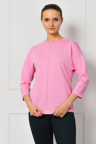 Розовый джемпер с вырезом лодочка и защипом для образов Femme & Devur 30422 1.13F(170) - фото 1
