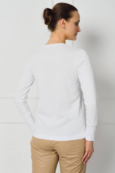 Белый полуприлегающий джемпер с складкой и пуговицами Femme & Devur 30267 2.2F(170) - фото 3