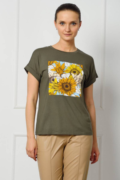 Джемпер с арт-принтом из вискозы и трикотажа, прямой крой Femme & Devur 30147 2.16F(170) - фото 1