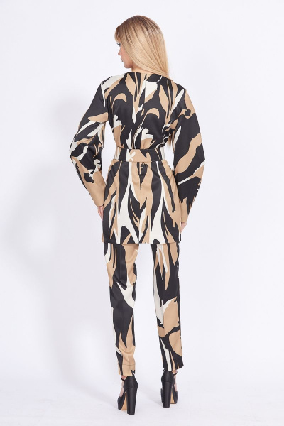 Комплект из платья и брюк из атласа с декоративными деталями EOLA 2322 черный-золото - фото 2