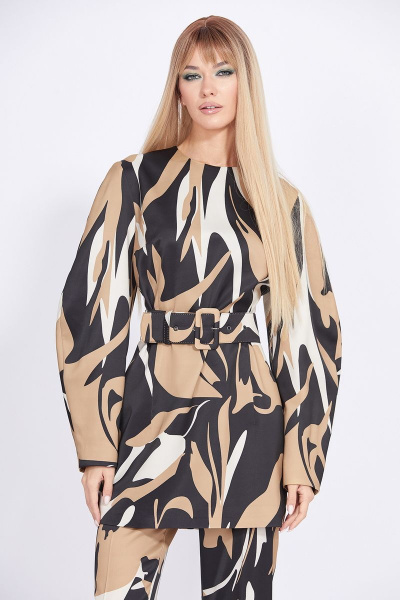 Комплект из платья и брюк из атласа с декоративными деталями EOLA 2322 черный-золото - фото 6