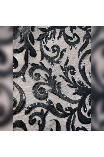 Платье бежевое и черное миди с вышивкой и вырезом EOLA 2331 беж-черный - фото 6