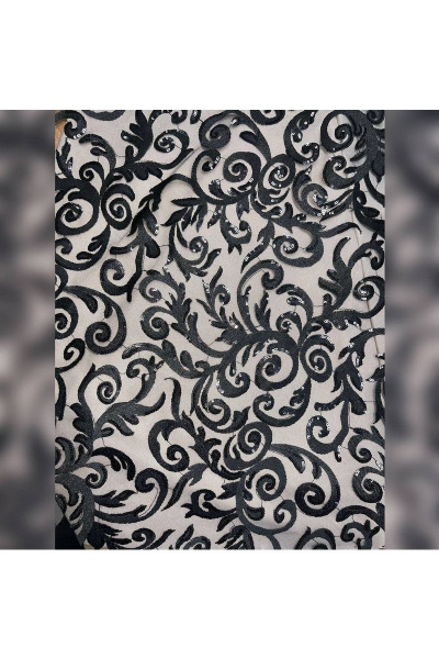 Платье бежевое и черное миди с вышивкой и вырезом EOLA 2331 беж-черный - фото 7