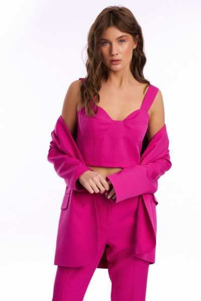 Топ-биюстье из экокожи с застежкой на молнию KaVaRi 5002.2 фуксия - фото 1