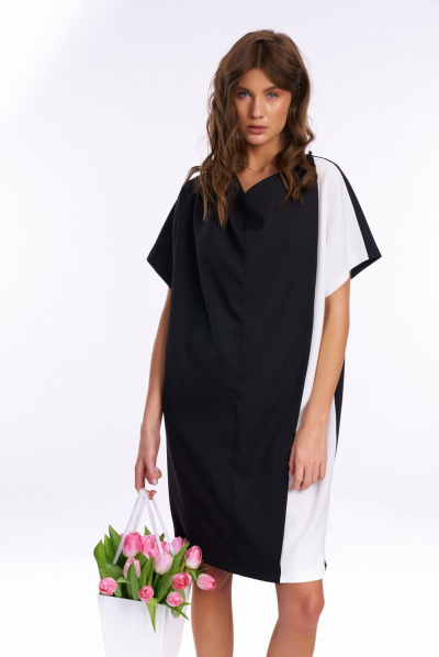 Платье KaVaRi 1025 черный-молоко - фото 6