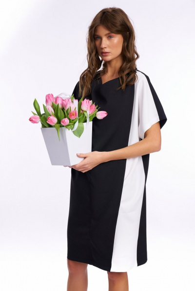 Платье KaVaRi 1025 черный-молоко - фото 5