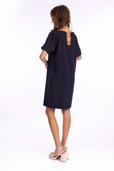 Платье с металлическими кольцами на левой стороне KaVaRi 1010.2 синий - фото 4