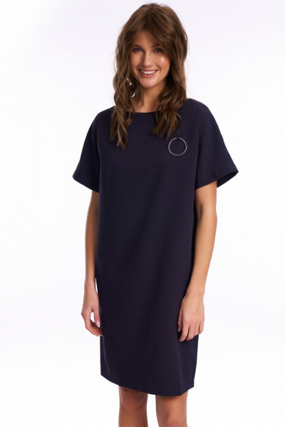 Платье с металлическими кольцами на левой стороне KaVaRi 1010.2 синий - фото 1