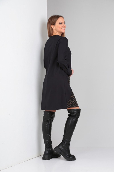 Платье с декоративной вышивкой из комбинированной ткани TVIN 7609 буквы - фото 7