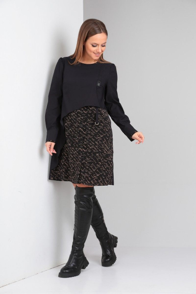 Платье с декоративной вышивкой из комбинированной ткани TVIN 7609 буквы - фото 3