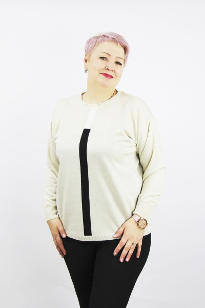 Джемпер реглан из трикотажа из хлопка в нейтральных тонах Полесье С1286-22 2С5269-Д43 170,176 кокосовое_молоко - фото 1