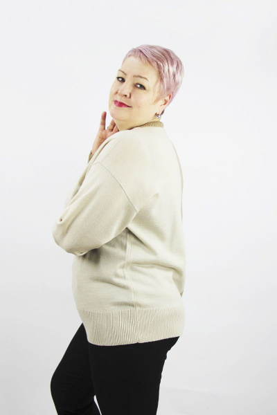 Джемпер прямого силуэта из шерсти и трикотажа с круглым вырезом Полесье С1349-22 2С5276-Д43 158,164 верблюжий - фото 2