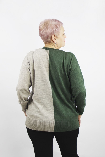 Джемпер прямого силуэта из шерсти и трикотажа с круглым вырезом Полесье С1349-22 2С5276-Д43 158,164 зеленая_мята - фото 3