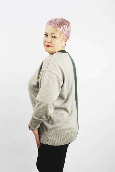 Джемпер прямого силуэта из шерсти и трикотажа с круглым вырезом Полесье С1349-22 2С5276-Д43 158,164 зеленая_мята - фото 2