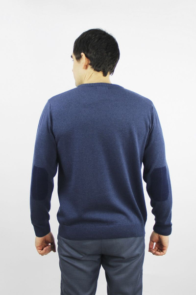 Прямой джемпер хлопковый трикотаж демисезонный с карманом Полесье С5051-21 1С1162-Д43 182,188 джинс_меланж - фото 3