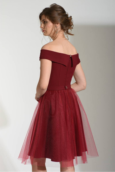 Платье праздничное с открытым лифом и фатиновой юбкой Sharm-Art 840 /1 бордовый - фото 5