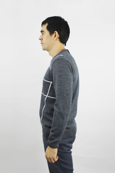 Мужской джемпер из шерсти трикотаж демисезонный Полесье С5629-20 0С8583-Д43 170,176 стальной - фото 2