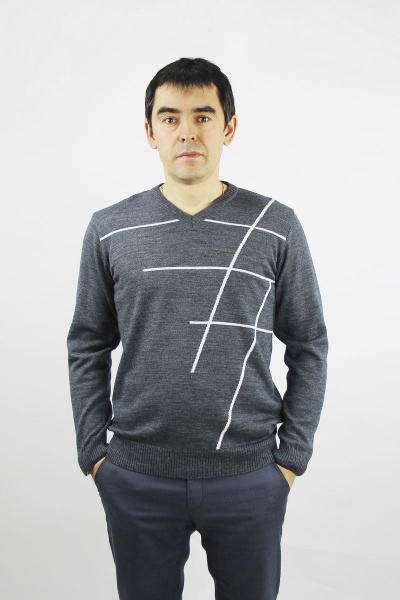 Мужской джемпер из шерсти трикотаж демисезонный Полесье С5629-20 0С8583-Д43 170,176 стальной - фото 1