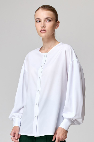 Полуприлегающий комплект: жилет, блуза и зауженные брюки Орхидея 1196тз - фото 4