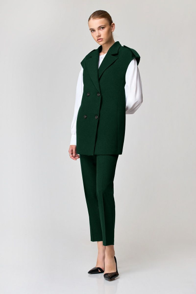 Полуприлегающий комплект: жилет, блуза и зауженные брюки Орхидея 1196тз - фото 3