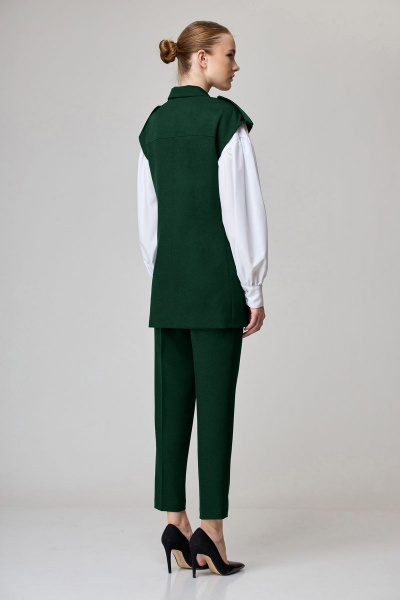 Полуприлегающий комплект: жилет, блуза и зауженные брюки Орхидея 1196тз - фото 2