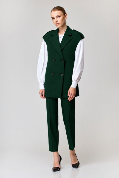 Полуприлегающий комплект: жилет, блуза и зауженные брюки Орхидея 1196тз - фото 1