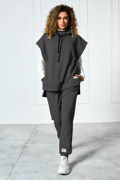 Костюм брюк и жилета из трикотажной ткани на каждый день MAX S015 графит - фото 1