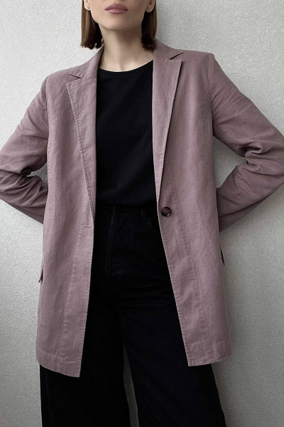 Полуприлегающий жакет из лен-текстиля с клапанами Individual design 19204 какао - фото 1