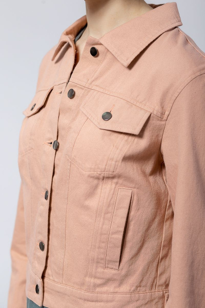 Плотный хлопковый жакет из текстиля с декоративными швами Individual design 19229 пудра - фото 5