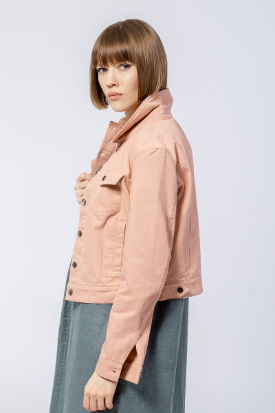 Плотный хлопковый жакет из текстиля с декоративными швами Individual design 19229 пудра - фото 4